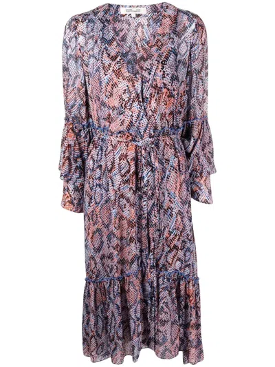 Diane Von Furstenberg Snakeskin-print Wrap Dress In Multicolour