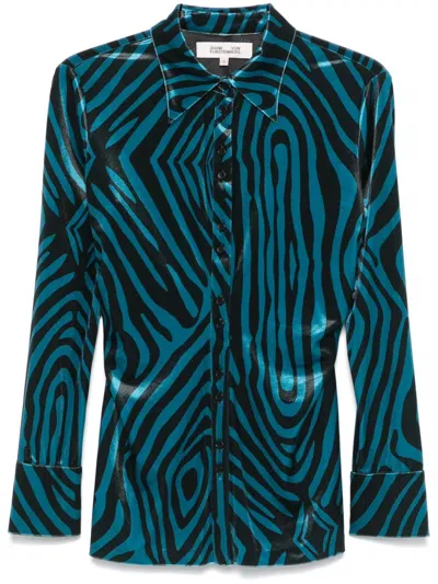 Diane Von Furstenberg Soluck Blouse In Blue