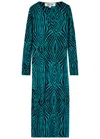 Diane Von Furstenberg Sonca Zebra-print Jersey Midi Dress In Blue