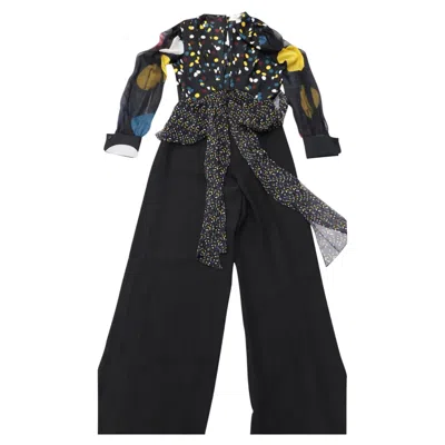 Pre-owned Diane Von Furstenberg Sophie Dot Jumpsuit In Black Rayon