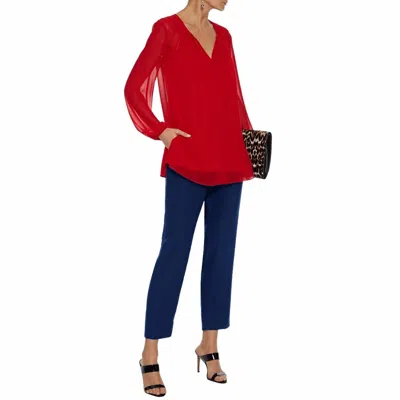 Diane Von Furstenberg Soren Satin Trim Crepe Straight Leg Pant In Royal Blue