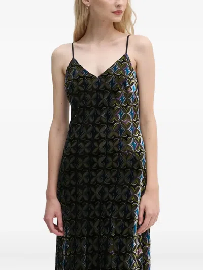 DIANE VON FURSTENBERG SPAGHETTI-STRAP PATTERNED MIDI DRESS