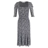 Diane Von Furstenberg Square Neck Printed Midi Dress In Multicolor Polyester In Multi