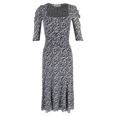 Diane Von Furstenberg Square Neck Printed Midi Dress In Multicolor Polyester