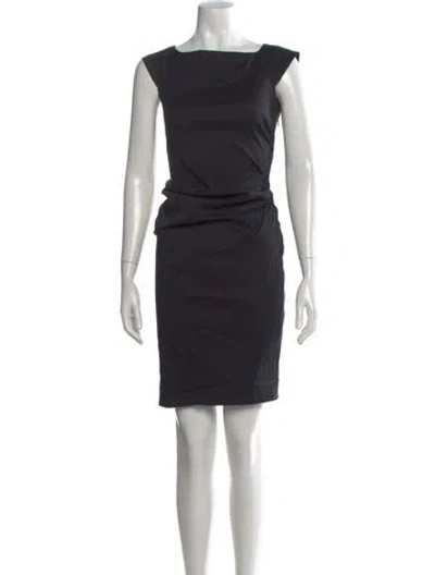 Pre-owned Diane Von Furstenberg Square Neckline Knee-length Dress In Black