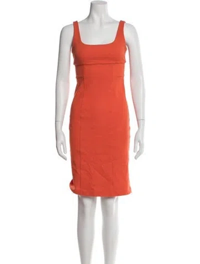 Pre-owned Diane Von Furstenberg Square Neckline Knee-length Dress In Orange