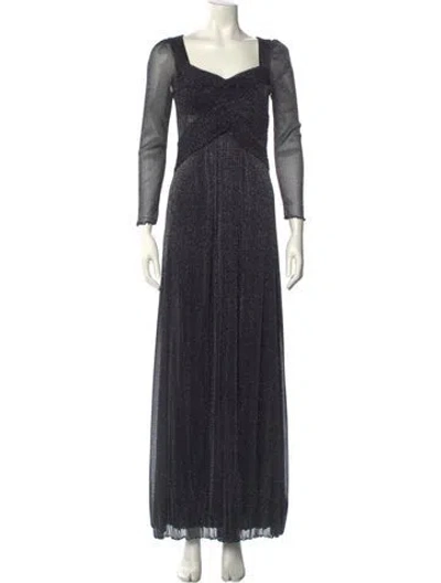 Pre-owned Diane Von Furstenberg Square Neckline Long Dress In Black