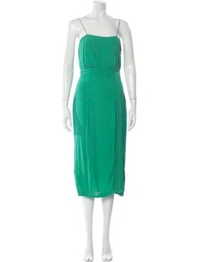 Pre-owned Diane Von Furstenberg Square Neckline Midi Length Dress In Green