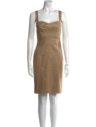 Pre-owned Diane Von Furstenberg Square Neckline Mini Dress In Brown