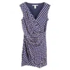 Diane Von Furstenberg Star Print Ruched Francia Dress In Navy Blue Silk In Animal Print