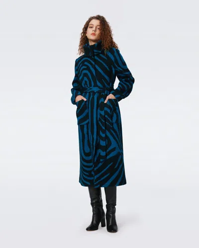 Diane Von Furstenberg Starsky Jacquard Coat By  In Size L In Blue