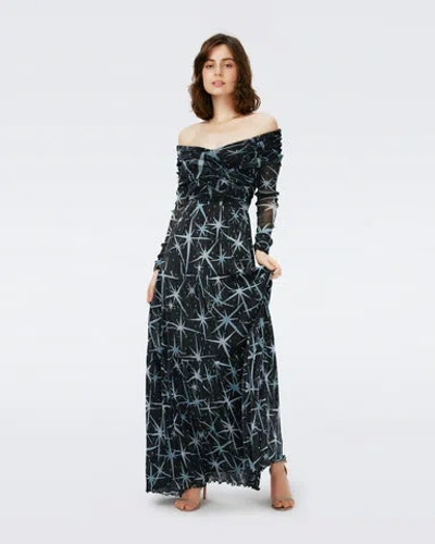 Diane Von Furstenberg Stassi Metallic Mesh Dress In Black