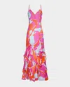 Diane Von Furstenberg Stella Abstract-print Ruffle Maxi Dress In Island Camo Large Pink