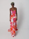 Diane Von Furstenberg Stella Abstract-print Ruffle Maxi Dress In Giant Island Camo Pink