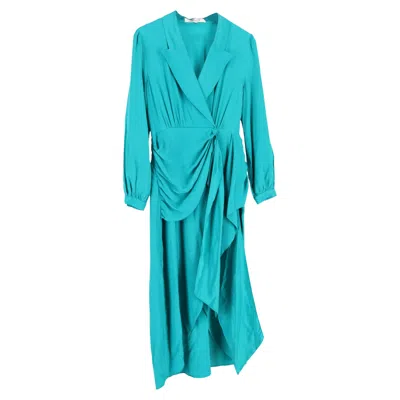 Diane Von Furstenberg Stella Faux-wrap Midi Dress In Turquoise Silk