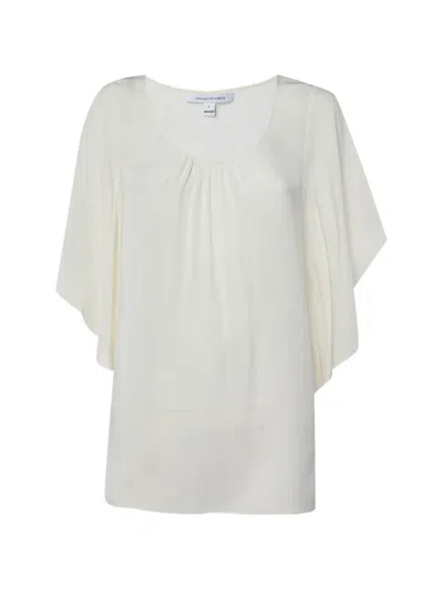 Pre-owned Diane Von Furstenberg Stella Sheer Top In Neutral