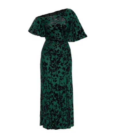 Diane Von Furstenberg Women's Eleora Asymmetric Floral-flocked Midi Dress In Multi