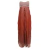 Diane Von Furstenberg Strapless Midi Dress In Burgundy Silk In Red