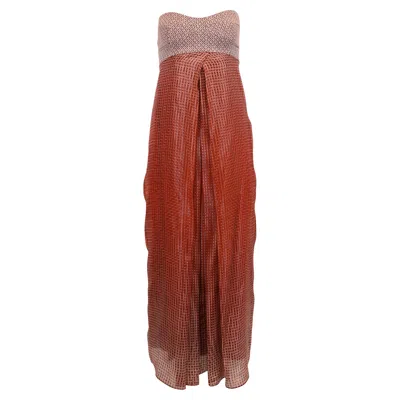 Diane Von Furstenberg Strapless Midi Dress In Burgundy Silk In Red