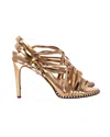 Diane Von Furstenberg Strappy Open Toe Sandals In Gold Leather In Gold