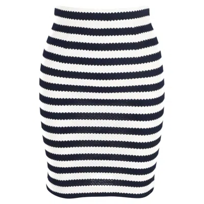 Diane Von Furstenberg Striped Bandage Skirt In White Cotton