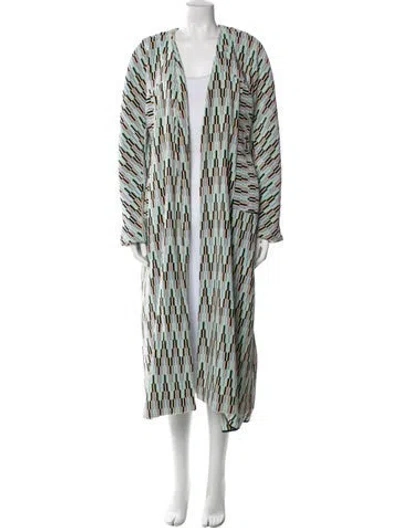 Pre-owned Diane Von Furstenberg Striped Coat In Green