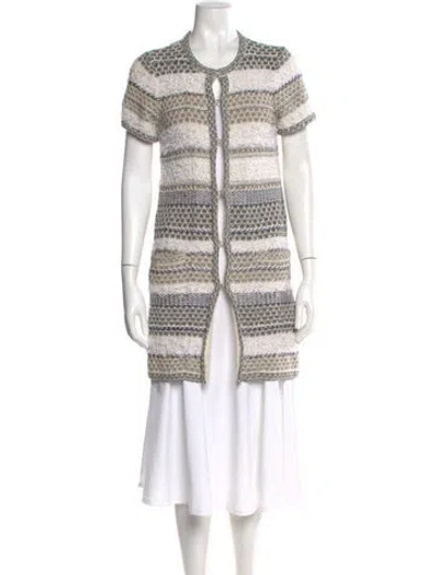 Pre-owned Diane Von Furstenberg Striped Crew Neck Sweater In Neutral