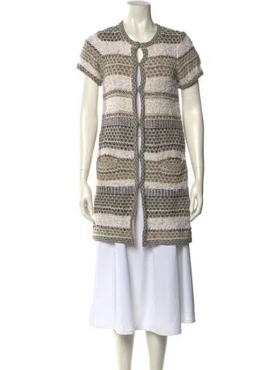 Pre-owned Diane Von Furstenberg Striped Crew Neck Sweater In Neutral