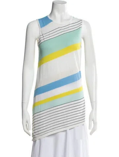Pre-owned Diane Von Furstenberg Striped Crew Neck Tunic In Blue