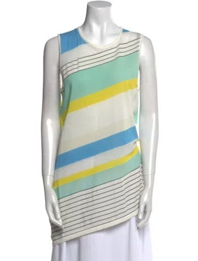 Pre-owned Diane Von Furstenberg Striped Crew Neck Tunic In Neutral
