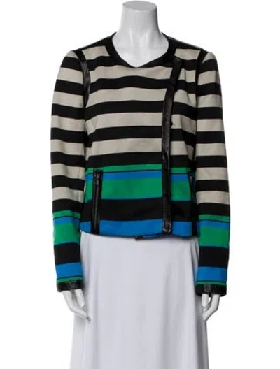 Pre-owned Diane Von Furstenberg Striped Evening Jacket In Black