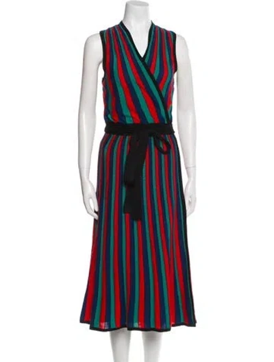 Pre-owned Diane Von Furstenberg Striped Glitter Accents Robe