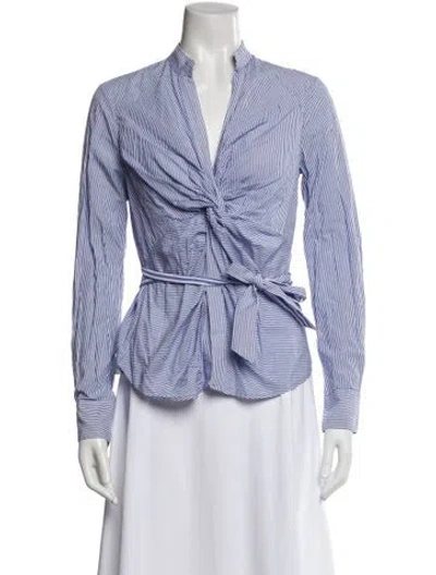 Pre-owned Diane Von Furstenberg Striped Long Sleeve Blouse In Multi