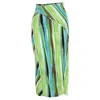 Diane Von Furstenberg Striped Midi Fitted Skirt In Multicolor Polyester In Green