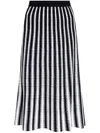 Diane Von Furstenberg Striped Midi Skirt In Black