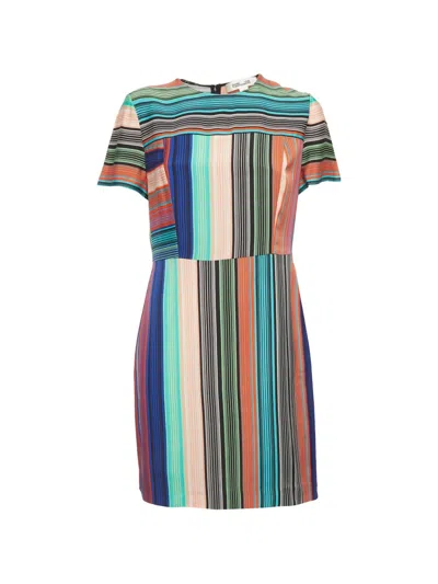 Pre-owned Diane Von Furstenberg Striped Mini Dress In Blue