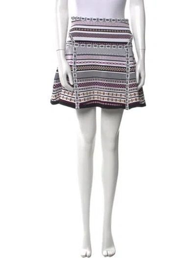 Pre-owned Diane Von Furstenberg Striped Mini Skirt In White