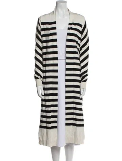 Pre-owned Diane Von Furstenberg Striped Open Front Sweater In Blue