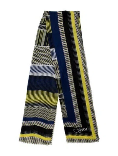 Pre-owned Diane Von Furstenberg Striped Scarf In Blue