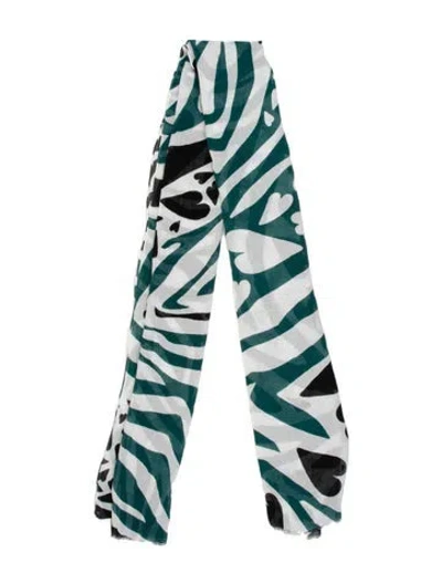 Pre-owned Diane Von Furstenberg Striped Scarf In Green
