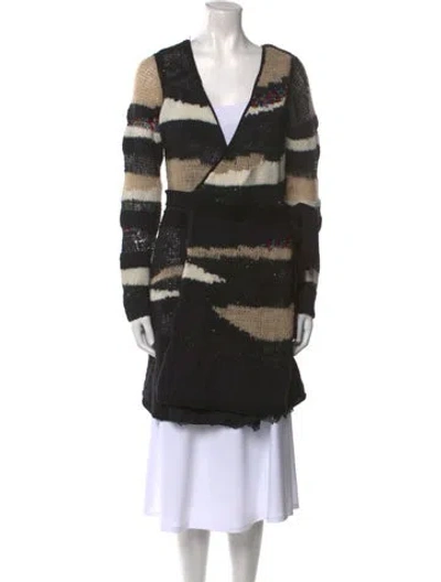 Pre-owned Diane Von Furstenberg Striped V-neck Sweater In Black