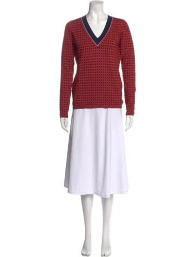 Pre-owned Diane Von Furstenberg Striped V-neck Sweater In Multi