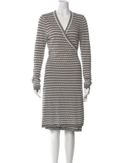 Pre-owned Diane Von Furstenberg Striped V-neck Sweater W/ Tags In Black