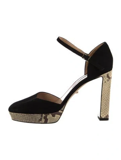 Pre-owned Diane Von Furstenberg Suede Animal Print D'orsay Pumps In Black