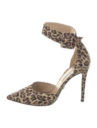 Pre-owned Diane Von Furstenberg Suede Animal Print D'orsay Pumps In Brown