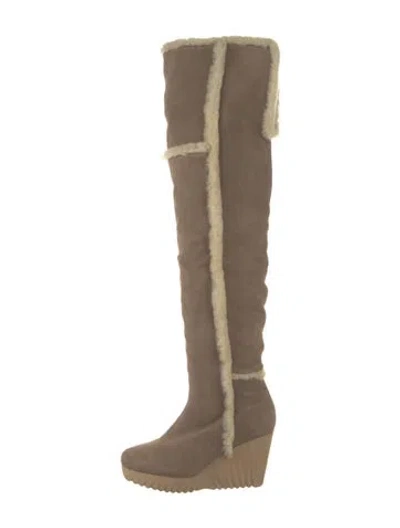 Pre-owned Diane Von Furstenberg Suede Boots In Neutral