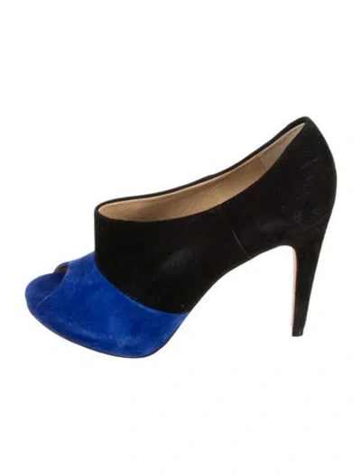 Pre-owned Diane Von Furstenberg Suede Colorblock Pattern Pumps In Multi