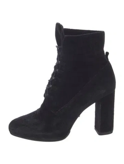 Pre-owned Diane Von Furstenberg Suede Lace-up Boots In Black