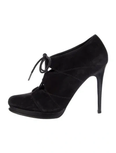 Pre-owned Diane Von Furstenberg Suede Lace-up Boots In Black