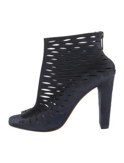 Pre-owned Diane Von Furstenberg Suede Lasercut Accents Pumps In Blue